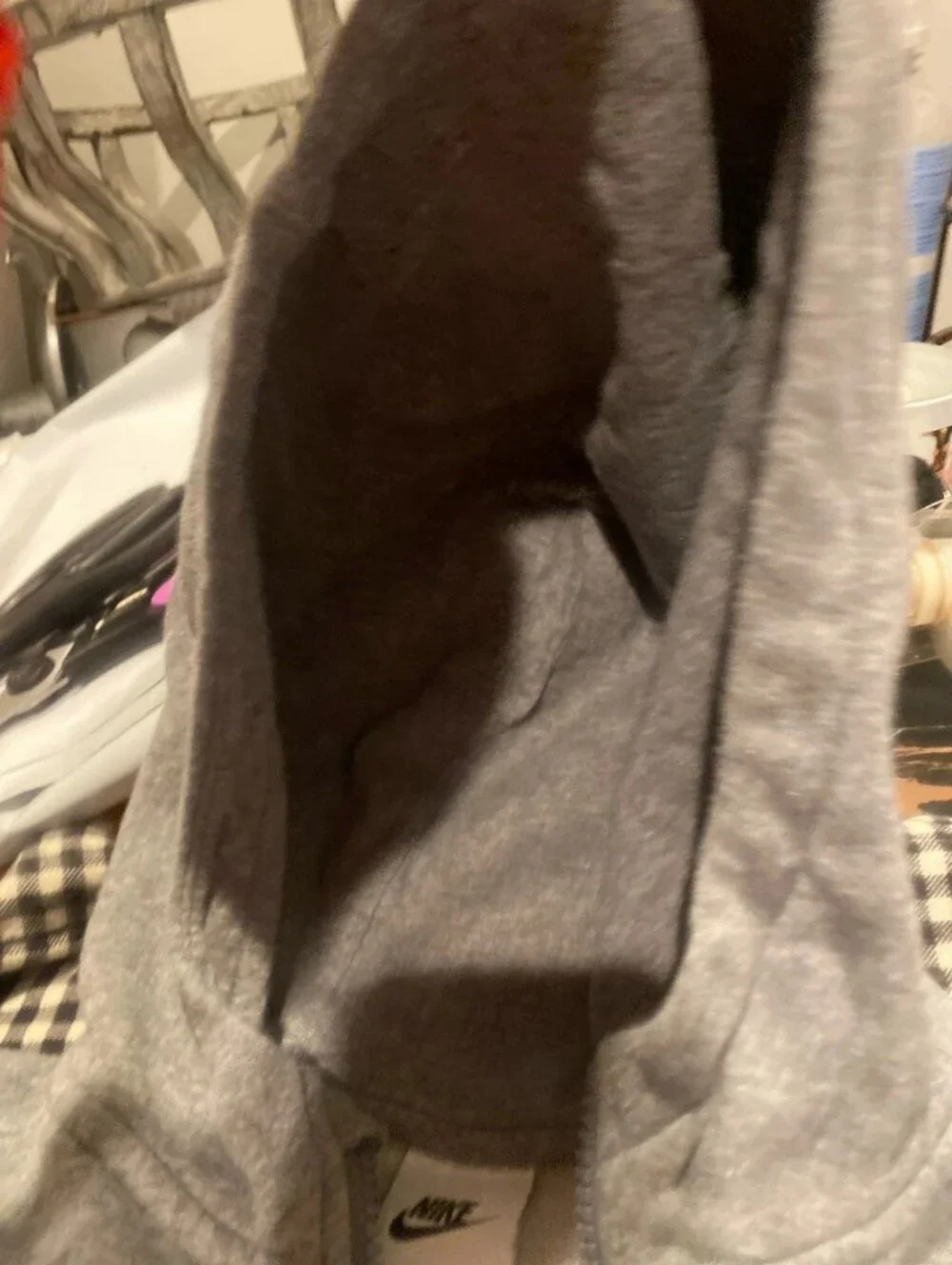 Nike Gray Full-Zip Hoodie with White Swoosh